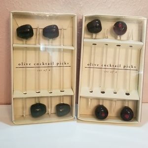 Pier One glass martini olive picks